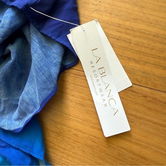 La Blanca Blue and White Ombre Kaftan size L/XL - Picture 2 of 2